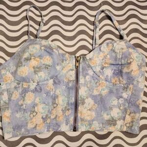 Gab ❤️ Kate Chambray Floral Crop Top sz Small
